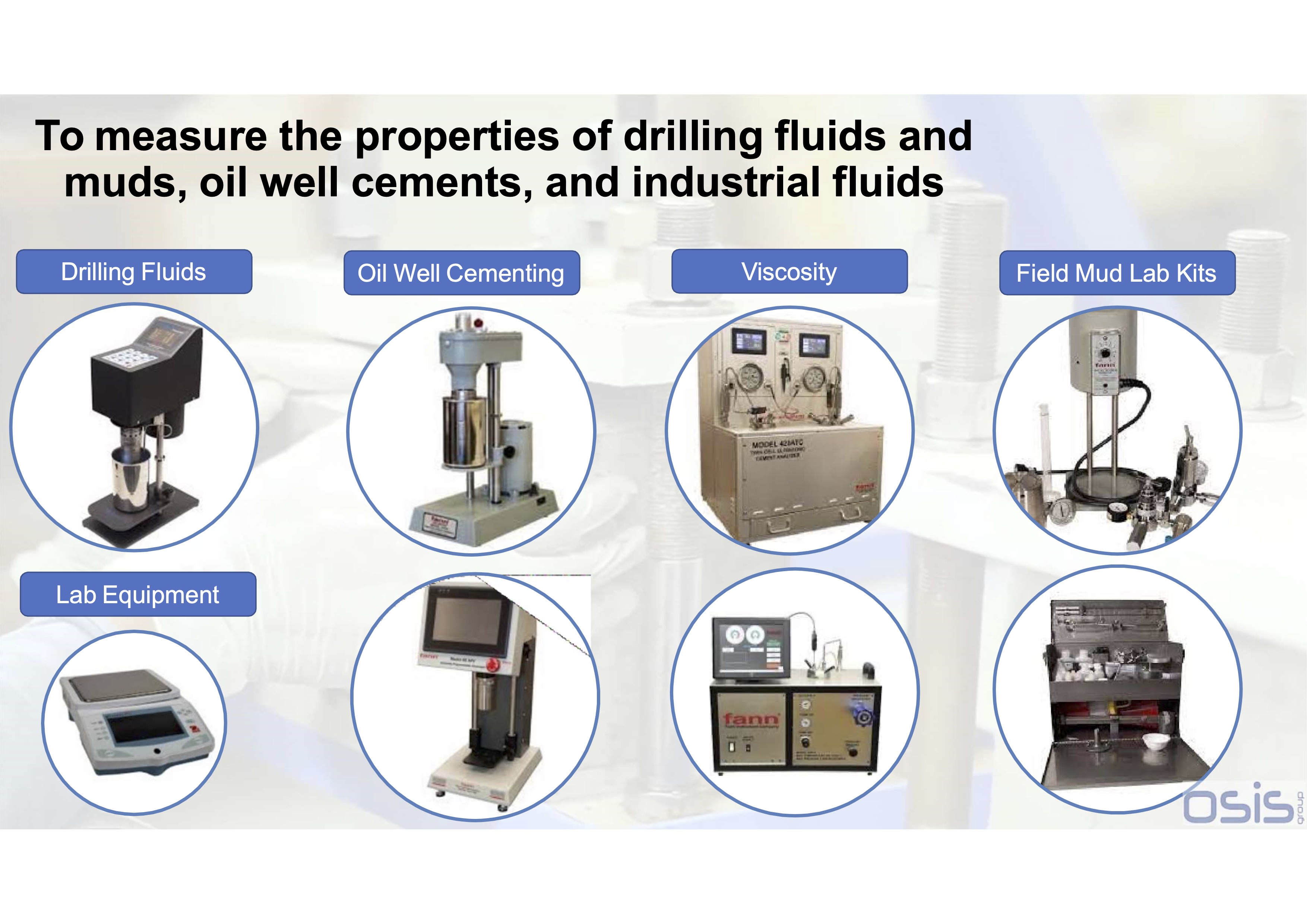 measure of properties for drilling fluids and muds, oil well cements, and industrial fluids
